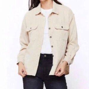Velvet Heart Corduroy Shirt Jacket, Ecru/Cream/Off white, Size XS